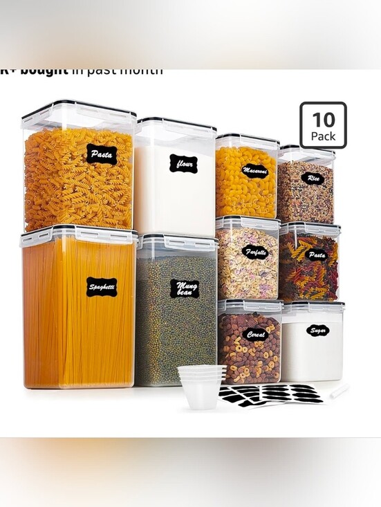 Other - Airtight Clear Food Storage Containers – White Lids, 10-Pack